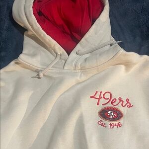 Women’s NFL 49ers Cream and Red Hoodie